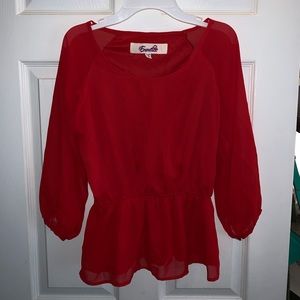 Red peplum shirt